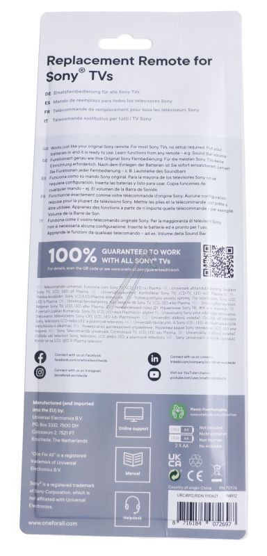 URC4912 ZAMENSKI DALJINSKI UPRAVLJAČ SONY 2.0