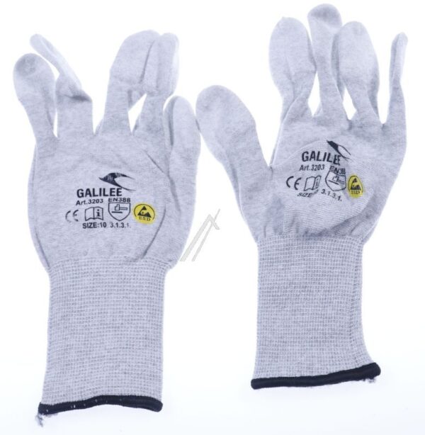 GALILEE 3203-GR10 ESD-HANDSCHUHE GRÖSSE 10/ XL MIT PU-FINGERSPITZEN