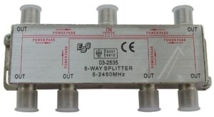 6-FACH VERTEILER SAT 5-2450MHZ MINI F-TECHNIK 6XDC PASS