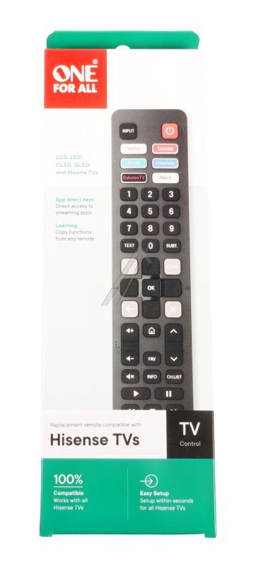 URC4916 ERSATZFERNBEDIENUNG FÜR HISENSE TVS