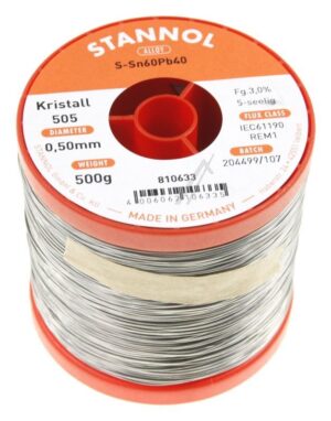 SN60PB40 810633 0,5MM 500GR KALAJ ZA LEMLJENJE 0,56 MM, BEZ POTREBE ZA ČIŠĆENJEM KRISTALL 505,60/ 40 STANNOL