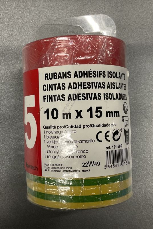 121569 ISOLIERBAND IN 5 FARBEN 15MM X 10METER