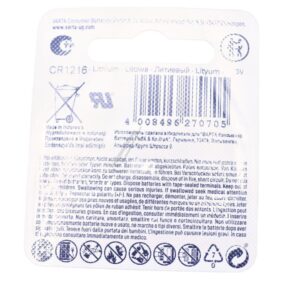 CR1216 6216101401 3V-25MAH LITHIUM-KNOPFZELLE 12,5X1,6MM VARTA ELECTRONICS