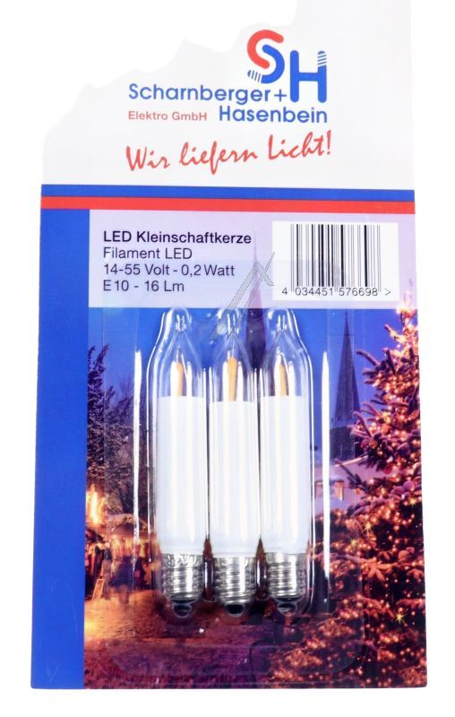 E10 14-55V-0,2W LED-KLEINSCHAFTKERZE,14-55VAC,3ER-BLISTER