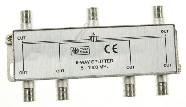 6-FACH VERTEILER 5-1000MHZ MINI F-TECHNIK DÄMPFUNG: 10DB