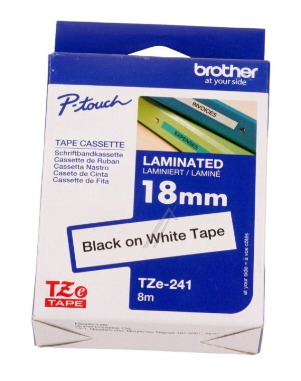 TZE-241 SCHRIFTBANDKASSETTE SCHWARZ AUF WEISS 18MM 8M
