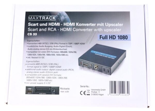 CS 33 SCART ZU HDMI KONVERTER MIT UPSCALER