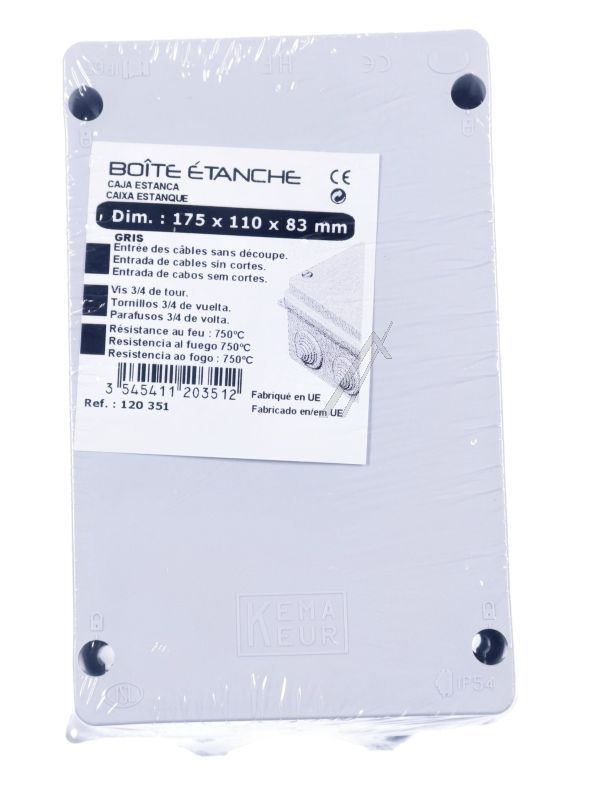 120351 FEUCHTRAUM-ABZWEIGDOSE IP54 RECHTECKIG 175X110X83MM
