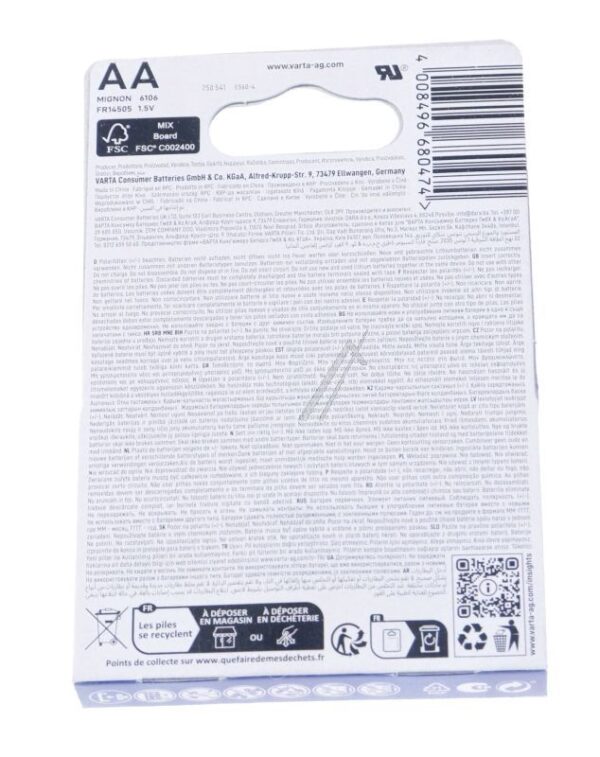 LR6 6106301402 1,5V MIGNON PROFESSIONAL LITHIUM AA VARTA 2ER BLISTER