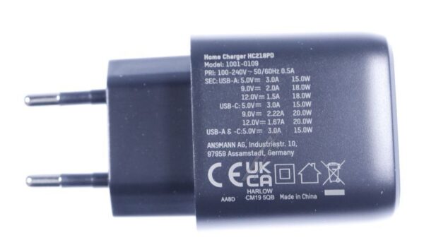 HC218PD 1001-0109 USB-LADEGERÄT/ NETZTEIL 1X USB-C PD 20W    1X USB-A QC