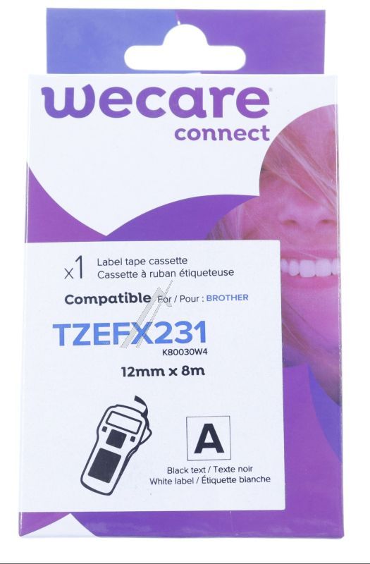K80030ZA FARBBAND FÜR TZEFX231, SCHWARZ AUF WEISS