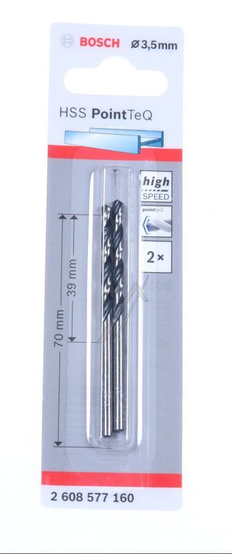 2608577160 BURGIJE ZA METAL 2KOM HSS-R POINTTEQ,  3,5× 39× 70MM