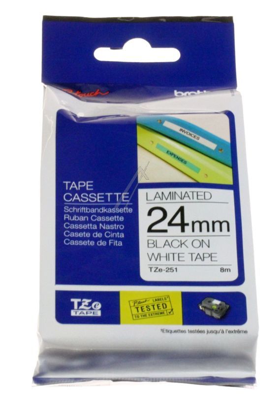 TZE-251 SCHRIFTBANDKASSETTE,  SCHWARZ AUF WEISS,  24MM,  8M