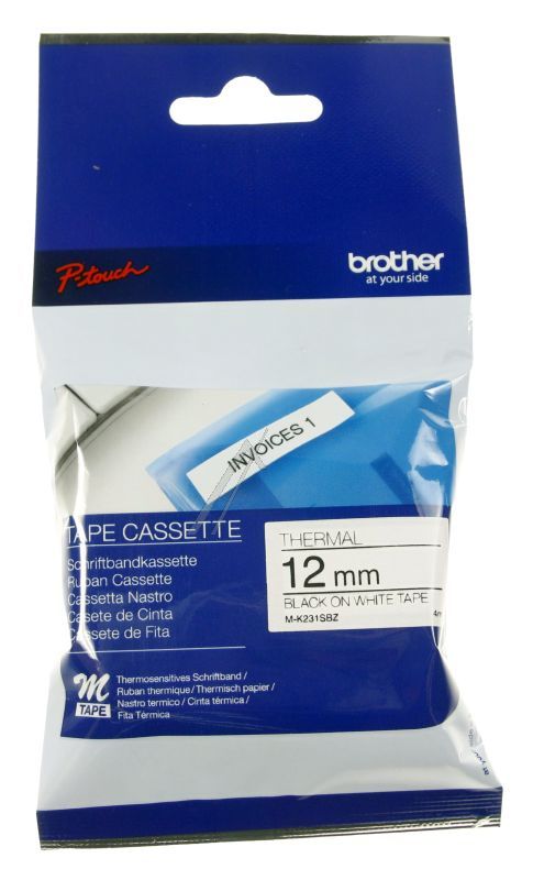 M-K231SBZ SCHRIFTBANDKASSETTE,  SCHWARZ AUF WEISS,  12MM,  4M