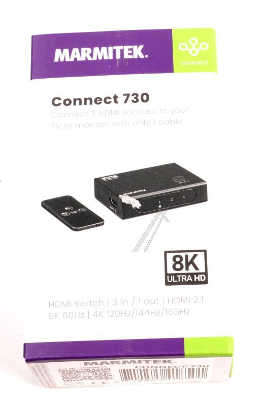 CONNECT 730 25008633 HDMI-UMSCHALTER 3X1 MIT FERNBEDIENUNG,  4K@240HZ,  HDMI 2.1, HDCP 2.3