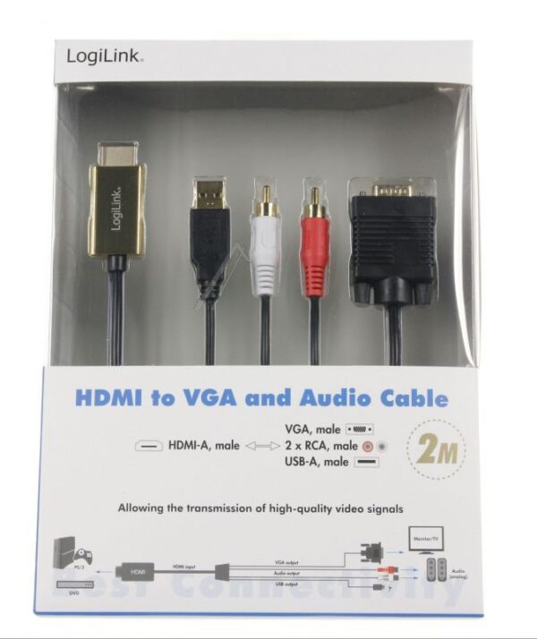 CV0052A HDMI-ZU-VGA-MIT-AUDIOKABEL,  2M,  SCHWARZ