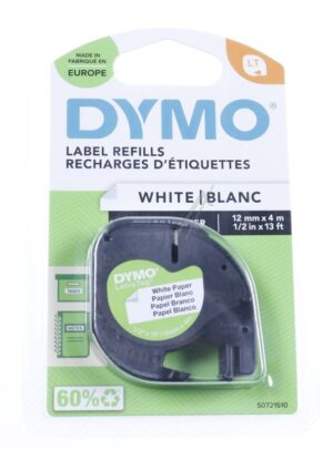 S0721510 SCHRIFTBAND SCHWARZ AUF WEISS 12MM/ 4M PAPIERBAND DYMO LETRA-TAG