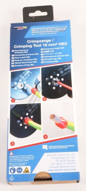 10100513 CRIMPZANGE 16MM² HEX MIT SECHSKANTPRESSUNG FÜR EIN LEICHTES EINFÜHREN BEI RUNDEN ANSCHLUSSKLEMMEN