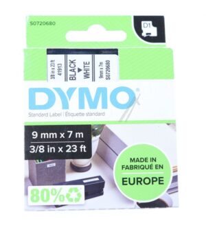 S0720680 SCHRIFTBAND SCHWARZ AUF WEISS 9MM/ 7M DYMO D1-BAND
