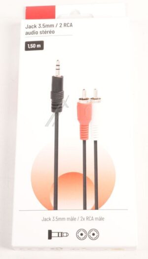 1525 KLINKENKABEL JACK 3,5MM M /  2 RCA M - 1,50M,  KABELFARBE SCHWARZ,  KARTON REGALBAR